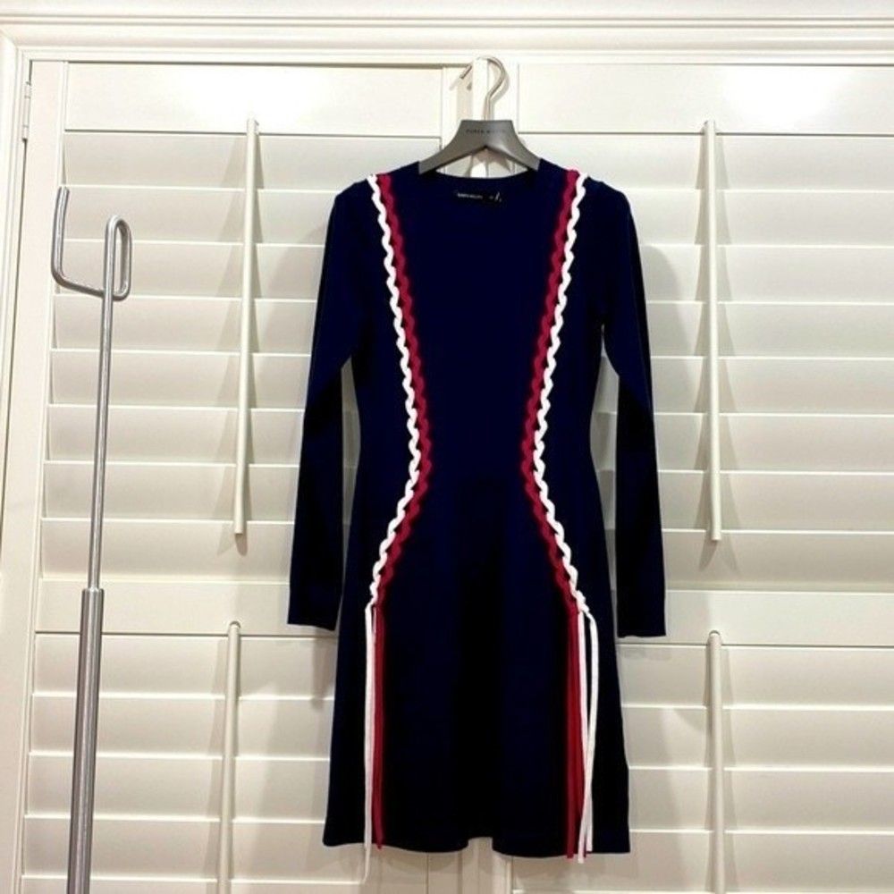 Karen Millen Lace-up ribbon Navy Sweater Dress. XS